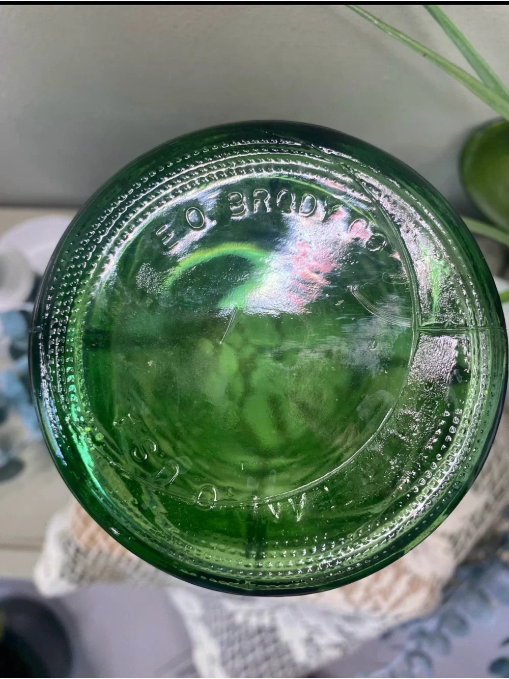 Vintage E.O. Brody Green Glass Vase